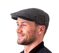 Hatman of Ireland Authentische Tweed Flachkappe für Herren 100% Donegal Tweed Fischgrätenmuster handgefertigt Hergestellt in Irland