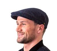 Hatman of Ireland Authentische Tweed Flachkappe für Herren 100% Donegal Tweed Fischgrätenmuster handgefertigt Hergestellt in Irland