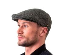 Hatman of Ireland Authentische Tweed Flachkappe für Herren 100% Donegal Tweed Fischgrätenmuster handgefertigt Hergestellt in Irland