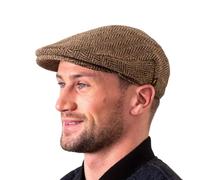 Hatman of Ireland Authentische Tweed Flachkappe für Herren 100% Donegal Tweed Fischgrätenmuster handgefertigt Hergestellt in Irland (DE/NL/SE/PL, Alphanumerisch, L, Braun)