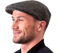 Hatman of Ireland Authentische Tweed Flachkappe für Herren 100% Donegal Tweed Fischgrätenmuster handgefertigt Hergestellt in Irland (DE/NL/SE/PL, Alphanumerisch, M, anthrazit)