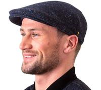 Hatman of Ireland Authentische Tweed Flachkappe für Herren 100% Donegal Tweed Fischgrätenmuster handgefertigt Hergestellt in Irland (DE/NL/SE/PL, Alphanumerisch, XXL, Marineblau)