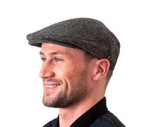 Hatman of Ireland Authentische Tweed Flachkappe für Herren 100% Donegal Tweed Fischgrätenmuster handgefertigt Hergestellt in Irland
