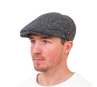 Hatman of Ireland Authentische Tweed-Schiebermütze, 100 % irische Wolle, handgefertigt, Irland, Herren, Casquette, Marineblau, Grün, Anthrazit, blau / grau, X-Large