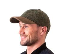 Hatman of Ireland Baseballmütze für Herren 100% Donegal Tweed mit Wildlederschirm Made in Irland, Einheitsgröße, Grün