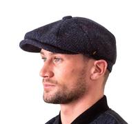 Hatman of Ireland Herren 100% Kerry Woollen Mills Tweed 8 Stück Cap Irish Newsboy Hut Made in Ireland, Marineblau, large