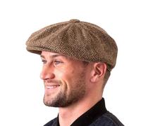 Hatman of Ireland Herren Donegal Tweed 8 Stück Cap Irish Newsboy Hut Made in Ireland, Braun, X-Large