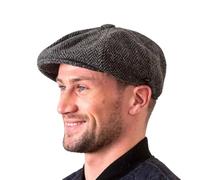 Hatman of Ireland Herren Donegal Tweed 8 Stück Mütze Irischer Newsboy Hut, Made in Irland, Dunkelgrau, XL