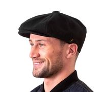 Hatman of Ireland Herren Donegal Tweed 8 Stück Mütze Irischer Newsboy Hut, Made in Irland, Schwarz, XL