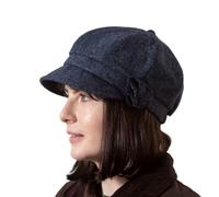 Hatman of Ireland Newsboy Mütze für Damen Made in Irland 8 Paneel Wollmütze, Blau, Einheitsgröße