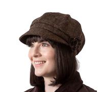 Hatman of Ireland Newsboy Mütze für Damen Made in Irland 8 Paneel Wollmütze, Braun, Einheitsgröße