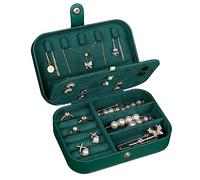 Hatori Reise-Schmuckkästchen mit Spiegel, 2 Ebenen, kleine Schmuck-Organizer-Boxen für Frauen und Mädchen, PU-Leder, tragbare Schmuckaufbewahrung, Halsketten, Armbänder - Weiß