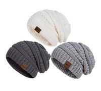 Hatromm Slouchy Mütze Damen Winter 3 Stück, Beanie Mütze Damen Herren Übergroß Warmer Strick, Damen Mütze Winter Dick für Kaltes Wetter