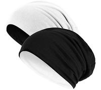 Hatstar 2in1 Wende-Beanie, Reversible Slouch Beanie für Damen & Herren, Schwarz/Weiß, Jersey Mütze aus Baumwoll-Mix, One Size, atmungsaktiv & bequem, Übergangsmütze, 30°C waschbar
