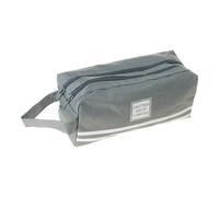 Hattba Federmäppchen mit großem Fassungsvermögen, Reise-Stifttasche, Canvas-Tasche, Reise-Make-up-Tasche für Studenten, Frauen, Schule, tragbare Tasche, dunkelgrau