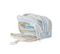 Hattba Federmäppchen mit hoher Kapazität, mehrere Fächer, mehrschichtige Stifteetui, Marker-Organizer für Studenten, Erwachsene, Segeltuch-Federmäppchen, blau