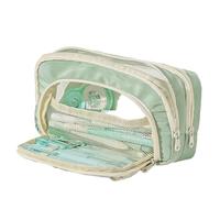 Hattba Federmäppchen mit hoher Kapazität, mehrere Fächer, mehrschichtige Stifteetui, Marker-Organizer für Studenten, Erwachsene, Segeltuch-Federmäppchen, grün