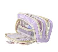 Hattba Federmäppchen mit hoher Kapazität, mehrere Fächer, mehrschichtige Stifteetui, Marker-Organizer für Studenten, Erwachsene, Segeltuch-Federmäppchen, violett