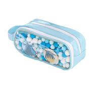 Hattba Multifunktionales Federmäppchen, großes Fassungsvermögen, Reise-Kosmetiktasche, Toilettenartikel für Studenten, Mädchen, Erwachsene, Schreibtisch-Organizer, Zubehör, blau