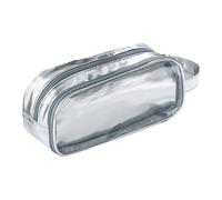 Hattba Multifunktionales Federmäppchen, großes Fassungsvermögen, Reise-Kosmetiktasche, Toilettenartikel für Studenten, Mädchen, Erwachsene, Schreibtisch-Organizer, Zubehör, silber