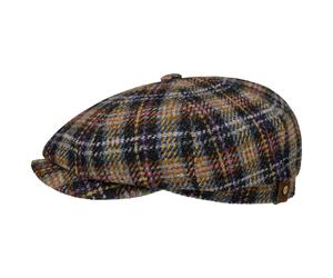Hatteras Check Harris Tweed Flatcap by Stetson schwarz-gelb 60 cm