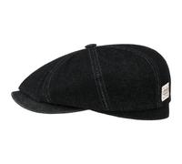 Stetson Hatteras Robust Denim Flatcap - Einfarbige Schirmmütze - Ballonmütze mit Rinsed-Waschung - Herren - Frühjahr/Sommer/Herbst/Winter schwarz S (54-55 cm)