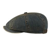 Stetson Hatteras Washed Denim Flatcap Schirmmütze Ballonmütze Herren - mit Schirm Herbst-Winter Herbst Winter - L (58-59 cm) Denim
