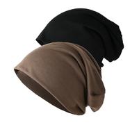Hauojaus 2 Stück Dünne Mütze Baumwolle Damen, Beanie Damen Kopfbedeckung Chemo Baumwolle Mütze Herren, 25x27 cm/9.84x10.63 Inch für Chemo, Schlafmütze, Yoga, Laufen, Sport Und Täglichen Gebrauch