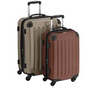 HAUPTSTADTKOFFER® · 2er Hartschalen Kofferset · Handgepäck 45 Liter + Koffer 87 Liter (Champagner-braun)