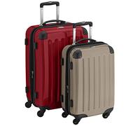 HAUPTSTADTKOFFER® · 2er Hartschalen Kofferset · Handgepäck 45 Liter + Koffer 87 Liter (rot-Champagner)