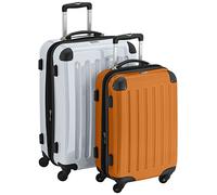HAUPTSTADTKOFFER® · 2er Hartschalen Kofferset · Handgepäck 45 Liter + Koffer 87 Liter (Weiss-orange)