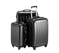 HAUPTSTADTKOFFER Alex - 3er Kofferset, Trolley-Set, Rollkoffer, Reisekoffer, (S, M & L), Schwarz