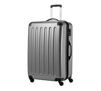 Hauptstadtkoffer Alex - Erweiterbarer Hartschalenkoffer 75 cm (119 L) mit Zahlenschloss - robuster Trolley-Reisekoffer mit 4 Doppelrollen, Silber