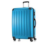 HAUPTSTADTKOFFER Alex - Großer Hartschalen-Koffer, 4 Doppel-Rollen, Trolley, Rollkoffer, Reisekoffer, Volumenerweiterung, 75 cm, 119 Liter, Cyanblau