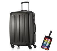 Hauptstadtkoffer - Alex Hartschalen-Koffer Koffer Trolley Rollkoffer Reisekoffer Erweiterbar, 4 Rollen, Zahlenschloss, 65 cm, 74 Liter, Graphit + Design Kofferanhänger