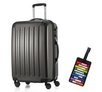 Hauptstadtkoffer - Alex Hartschalen-Koffer Koffer Trolley Rollkoffer Reisekoffer Erweiterbar, 4 Rollen, TSA Zahlenschloss, 65 cm, 74 Liter, Graphit + Design Kofferanhänger