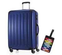 Hauptstadtkoffer - Alex Hartschalen-Koffer-XL Koffer Trolley Rollkoffer Reisekoffer Erweiterbar, 4 Rollen, TSA Zahlenschloss, 75 cm, 119 Liter, Dunkelblau + Design Kofferanhänger