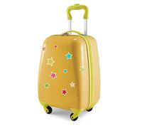 Hauptstadtkoffer - for Kids - Kindergepäck + Reflektierende Aufkleber Sterne, Kinderkoffer, Hartschalenkoffer, Reise Trolley für Kinder, Handgepäck, 24 Liter, Gelb
