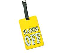 HAUPTSTADTKOFFER - Kofferanhänger inklusive Adressfeld, Kofferschild aus Kunststoff, Gepäckschild für Koffer Tasche Rucksack, 10,2 cm x 6,2 x 0,4 cm, Farbe: Hands Off Gelb