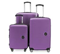 Hauptstadtkoffer Mitte - 3er Kofferset + Digitaler Kofferanhänger - Reisetrolleys 55/68/77 cm + Kofferanhänger mit QR-Code, 4 Doppel-Rollen, Hartschale ABS, XL-Volumenerweiterung, TSA, Aubergine