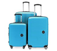 Hauptstadtkoffer Mitte - 3er Kofferset - Handgepäckskoffer 55 cm, mittelgroßer Koffer 68 cm + großer Reisekoffer 77 cm, Hartschale ABS, TSA, Cyanblau