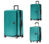 Hauptstadtkoffer Mitte - Set of 3 Suitcases - Hand Luggage Suitcase 55 cm, Medium Suitcase 68 cm + Large Travel Suitcase 77 cm, Hard Shell ABS, TSA - Türkis