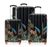 Hauptstadtkoffer Q-Damm - 3er Koffer-Set Trolleys 4 Rollen, Kabinentrolley + mittelgroßer Reisekoffer + großer Rollkoffer Hartschale Polycarbonat/ABS, TSA, Design Leopard