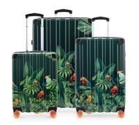 Hauptstadtkoffer Q-Damm - 3er Kofferset - Handgepäckskoffer 54 cm, mittelgroßer Koffer 68 cm + großer Reisekoffer 78 cm, Hartschale ABS, TSA, Design Papagei