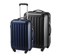 HAUPTSTADTKOFFER® · Spree · 2er Hartschalen Kofferset · Handgepäck 49 Liter + Reisekoffer 82 Liter (Dunkelblau-Schwarz)