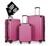 Hauptstadtkoffer Spree - 3er Kofferset + Digitales Namensschild - Reisetrolleys 55/65/75 cm + Kofferanhänger mit QR-Code, 4 Doppel-Rollen, Hartschale ABS, XL-Volumenerweiterung, TSA, Magenta