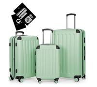 Hauptstadtkoffer Spree - 3er Kofferset + Digitales Namensschild - Reisetrolleys 55/65/75 cm + Kofferanhänger mit QR-Code, 4 Doppel-Rollen, Hartschale ABS, XL-Volumenerweiterung, TSA, Mint