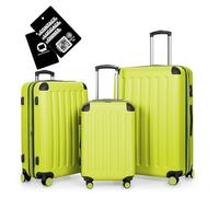 Hauptstadtkoffer Spree - 3er Kofferset + Digitales Namensschild - Reisetrolleys 55/65/75 cm + Kofferanhänger mit QR-Code, 4 Doppel-Rollen, Hartschale ABS, XL-Volumenerweiterung, TSA, Farn