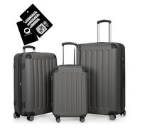 Hauptstadtkoffer Spree - 3er Kofferset + Digitales Namensschild - Reisetrolleys 55/65/75 cm + Kofferanhänger mit QR-Code, 4 Doppel-Rollen, Hartschale ABS, XL-Volumenerweiterung, TSA, Graphit