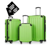 Hauptstadtkoffer Spree - 3er Kofferset + Digitales Namensschild - Reisetrolleys 55/65/75 cm + Kofferanhänger mit QR-Code, 4 Doppel-Rollen, Hartschale ABS, XL-Volumenerweiterung, TSA, Apfelgrün